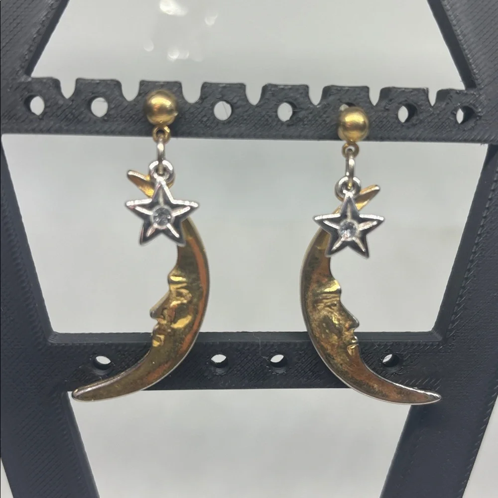 Vintage Avon Starry Night Moon Earrings - Picture 4 of 4